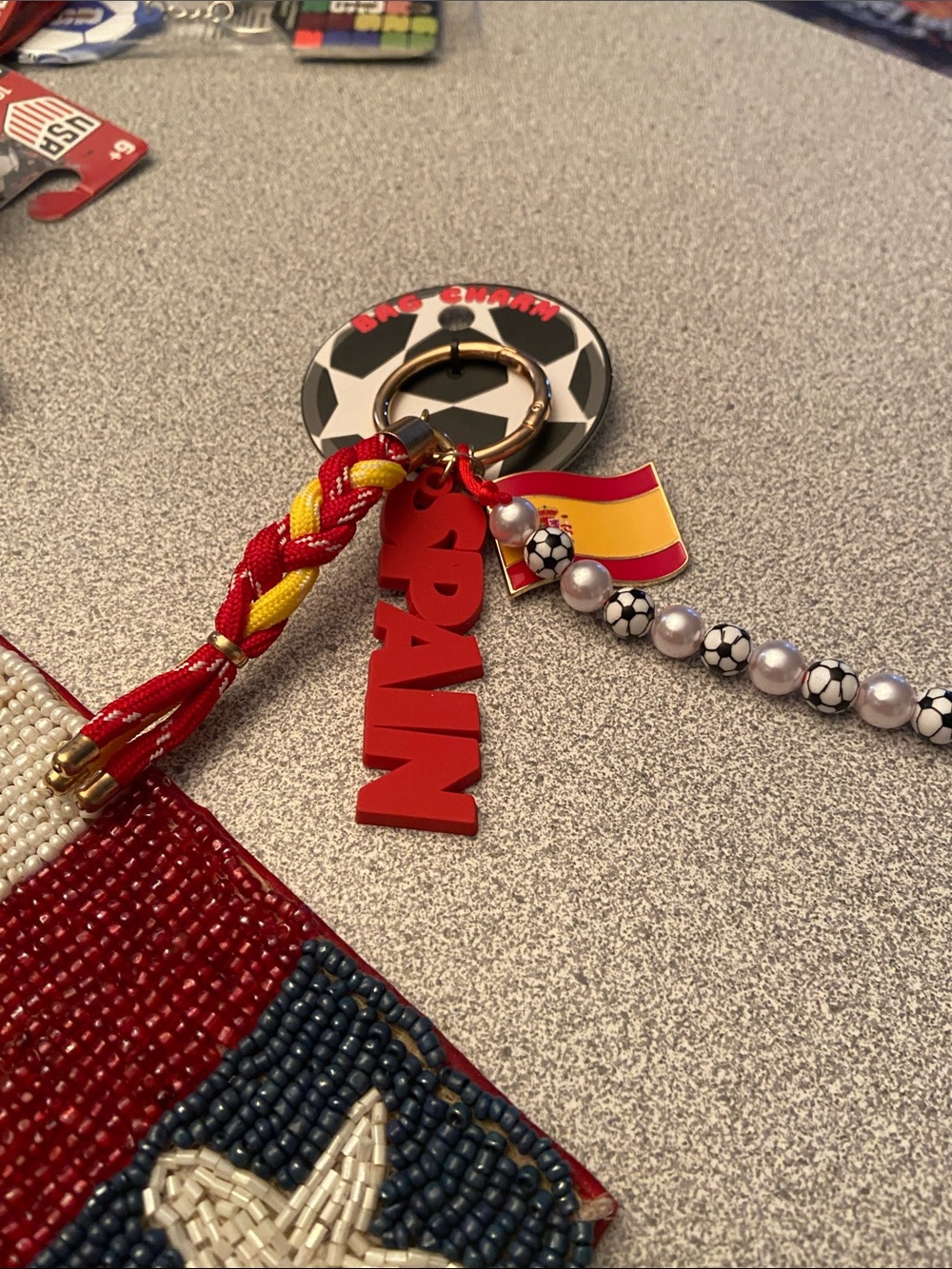 Spain Red & Yellow Braided Tassel Keychain with SPAIN Charm